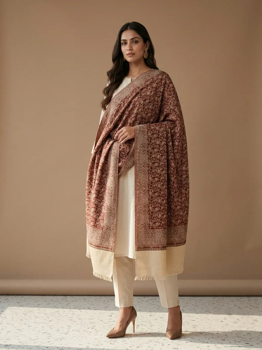 Shawl For Women Reversible Self Weave Shawl, Premium Soft | The Amritsar Store - The Amritsar Store