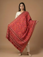 Women's Shawl – Crimson Floral Jaal Heritage Woven Designer Wrap | The Amritsar Store - The Amritsar Store