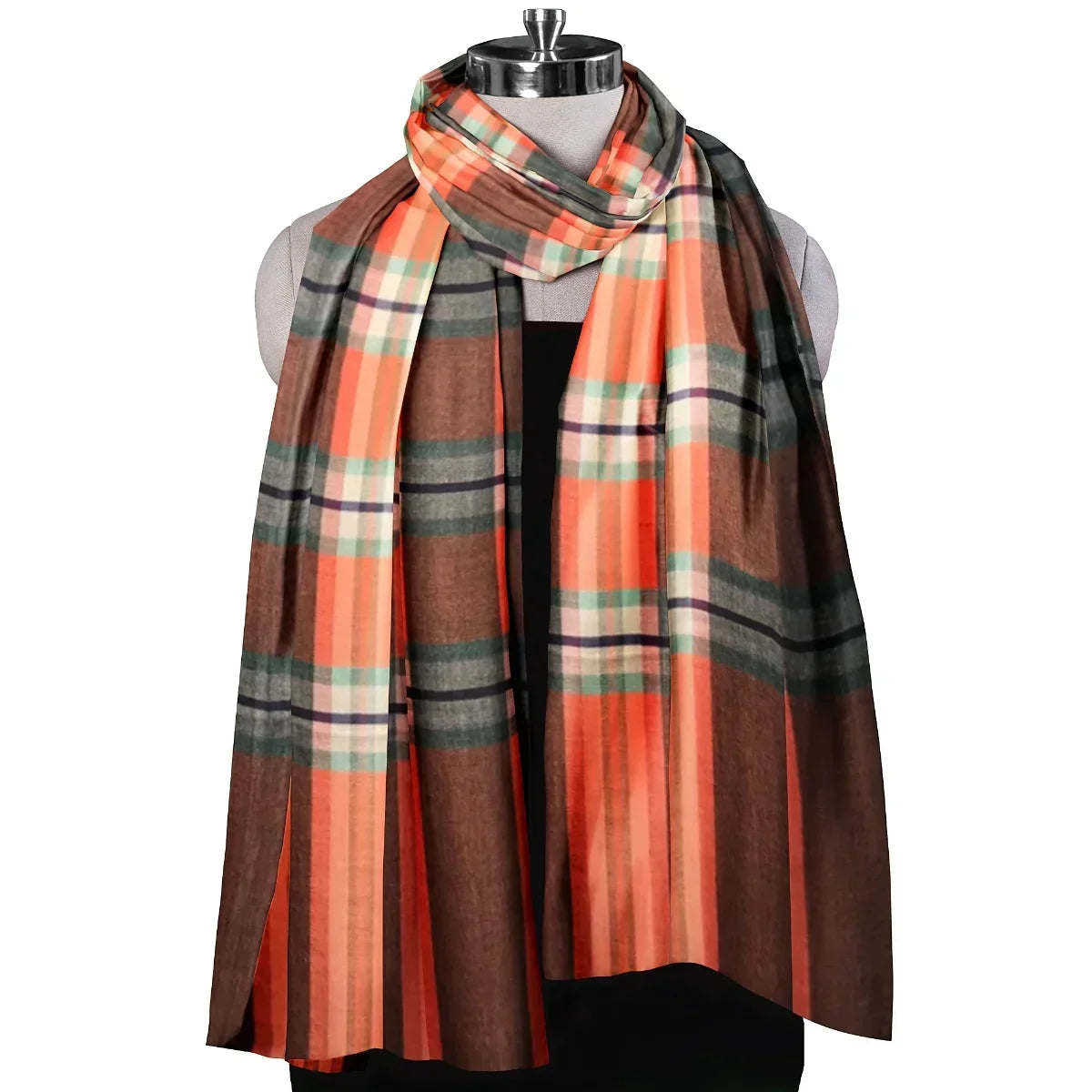The Amritsar Store , Multicolor Bamboo Silk Scarf, Soft & Fine Quality with Check Pattern All Season - The Amritsar Store