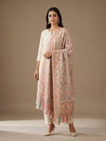 Women's Stole – Pastel Jaal Weave with Multitone Paisley & Floral Motifs | The Amritsar Store - The Amritsar Store