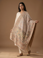 Women's Stole featuring Royal Heritage Mughal Darbar scene with intricate Floral Jaal weave by The Amritsar Store