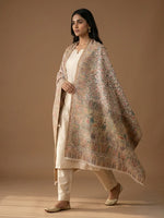 Women's Stole – Royal Heritage Mughal Darbar & Floral Jaal Weave | The Amritsar Store - The Amritsar Store