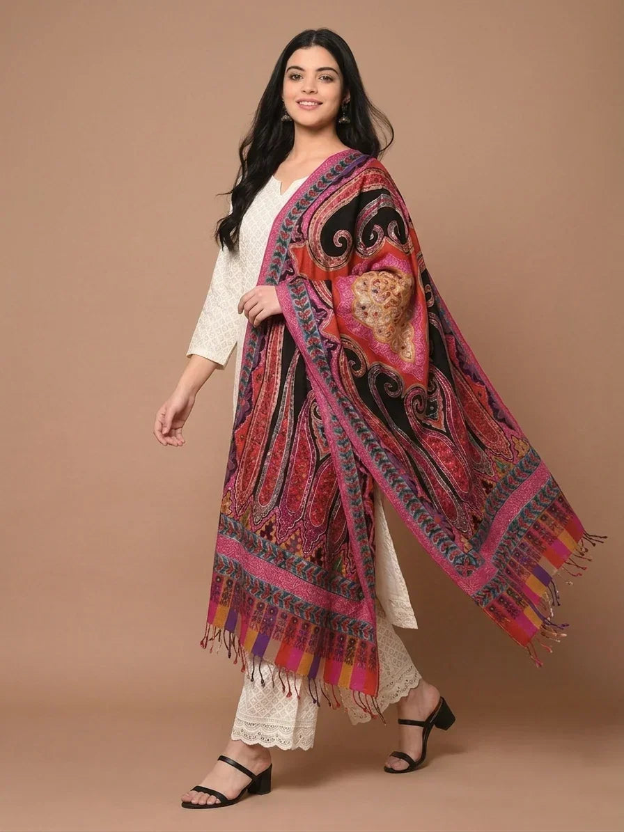 Stole for Women – Paisley Tie-Dye Kashmiri Aari Embroidery | The Amritsar Store - The Amritsar Store