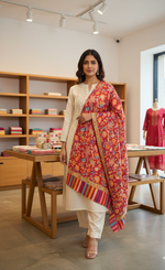 The Amritsar Store Women’s Kalamkari Shawl – Handcrafted Traditional Art featuring intricate patterns and rich traditional design, perfect for elegant ethnic styling