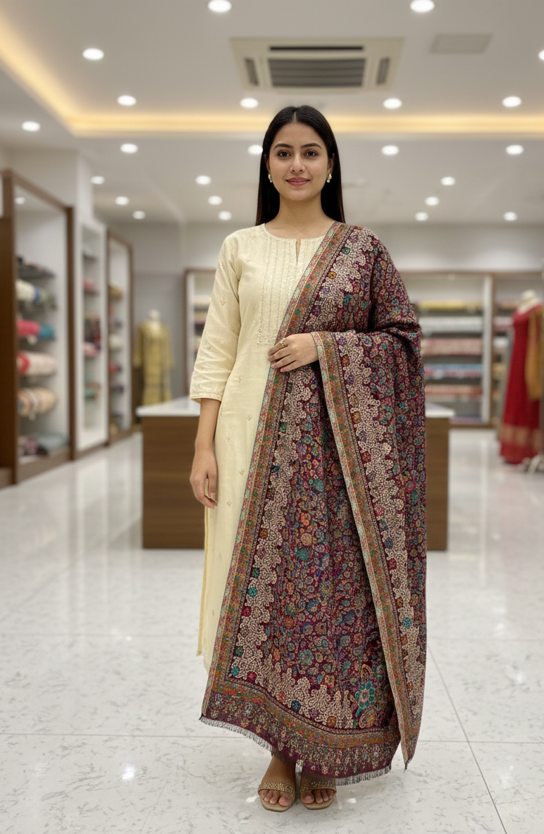 The Amritsar Store Timeless Woven Modal Stole with Luxe Zari Borde