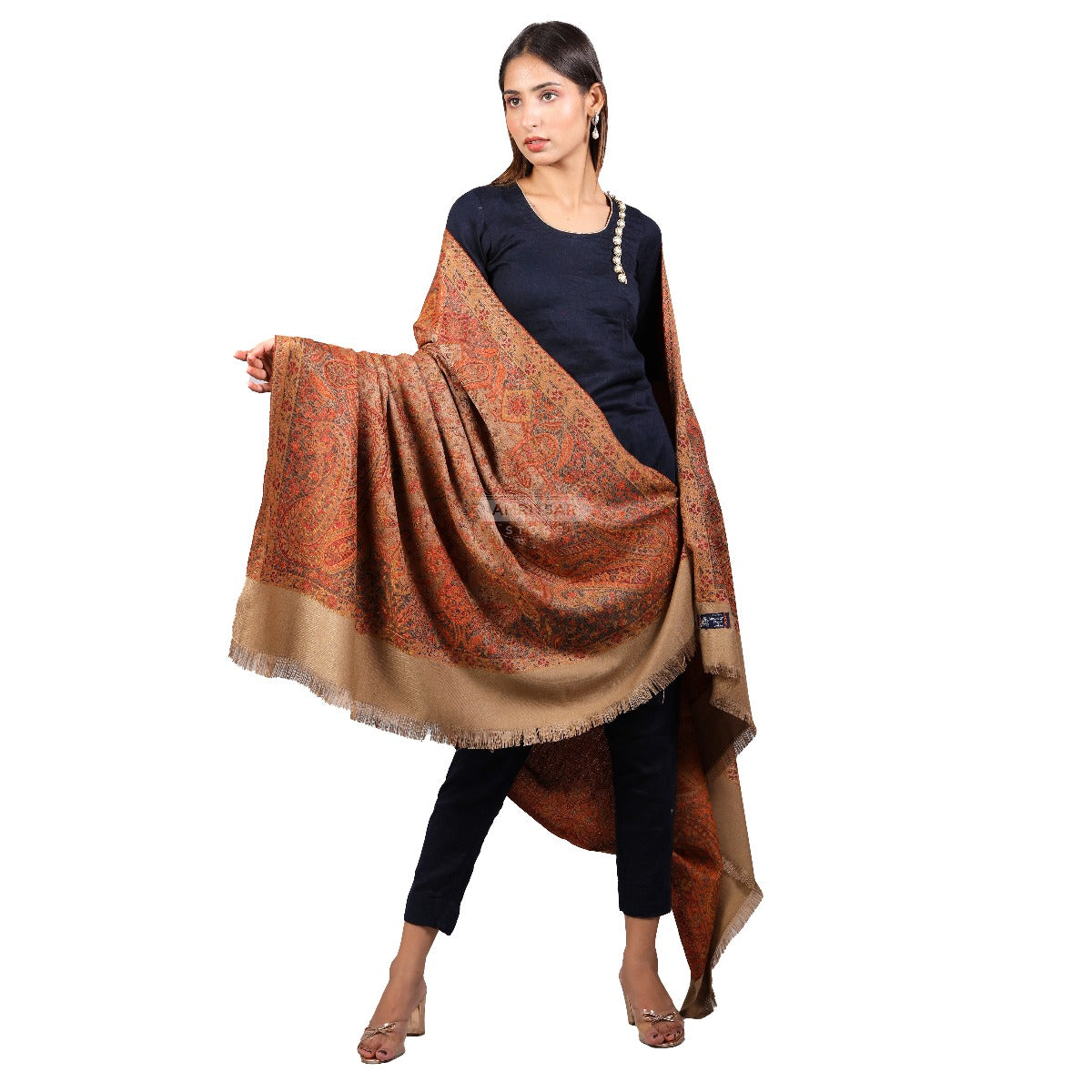 Women's Shawl, Kashmiri Shawl, Evergreen Kani Jamawar Shawl, Bamboo Fiber Shawl, Light Weight Shawl For Women - The Amritsar Store