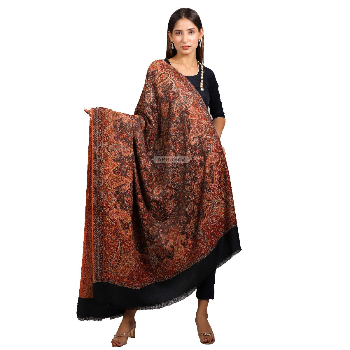 Women's Shawl, Kashmiri Shawl, Evergreen Kani Jamawar Shawl, Bamboo Fiber Shawl, Light Weight Shawl For Women - The Amritsar Store