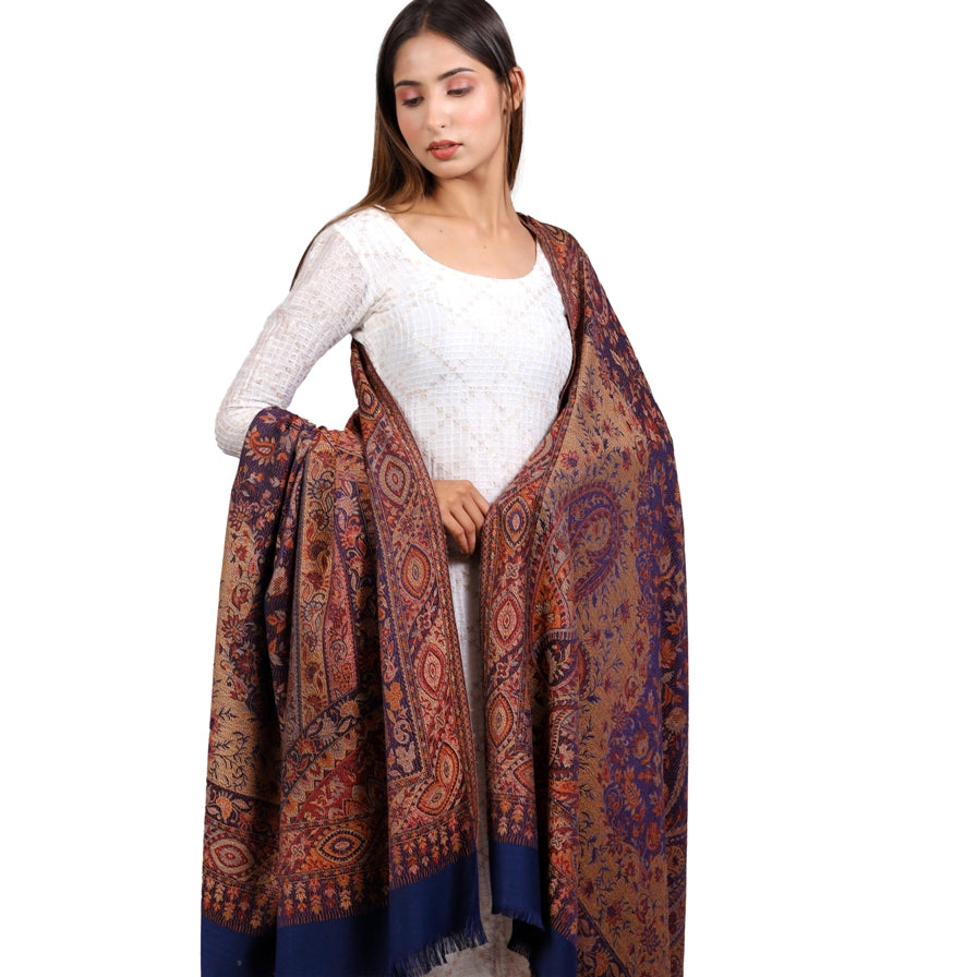 Women's Shawl, Kashmiri Shawl, Evergreen Kani Jamawar Shawl, Bamboo Fiber Shawl, Light Weight Shawl For Women - The Amritsar Store