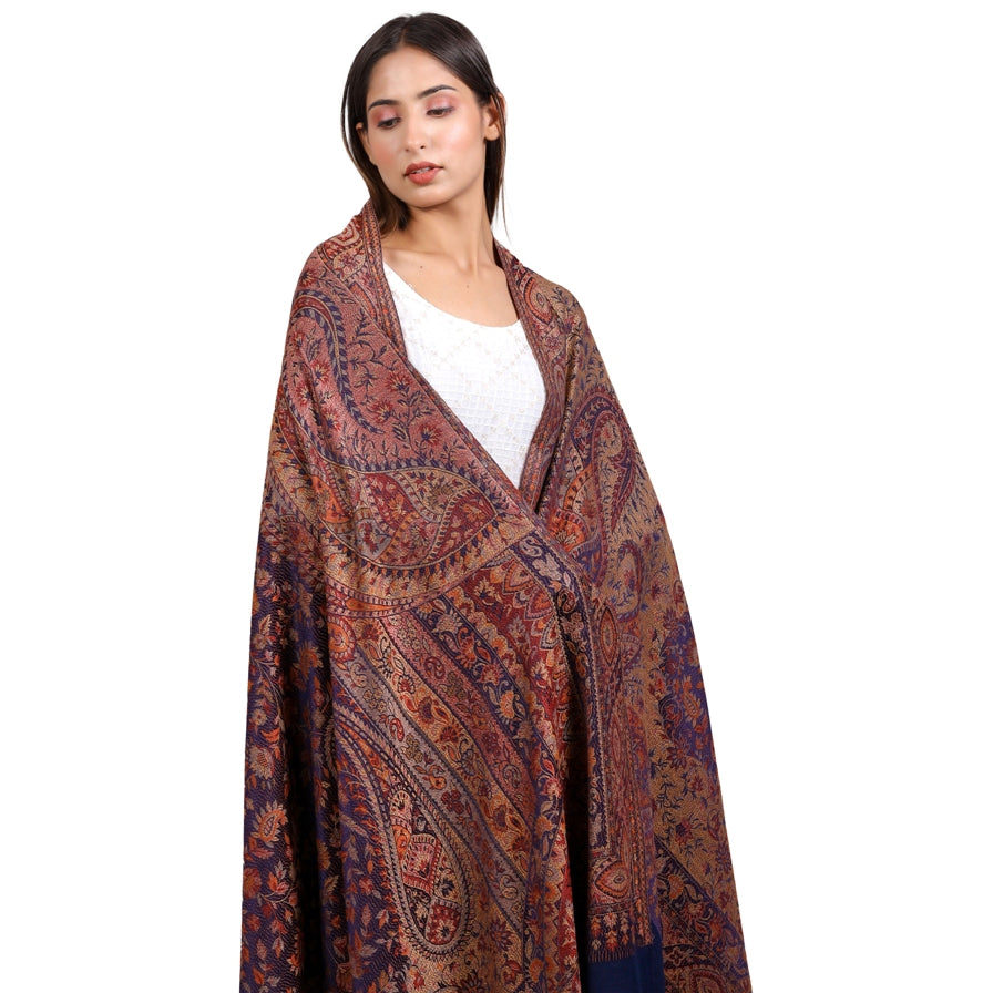 Women's Shawl, Kashmiri Shawl, Evergreen Kani Jamawar Shawl, Bamboo Fiber Shawl, Light Weight Shawl For Women - The Amritsar Store