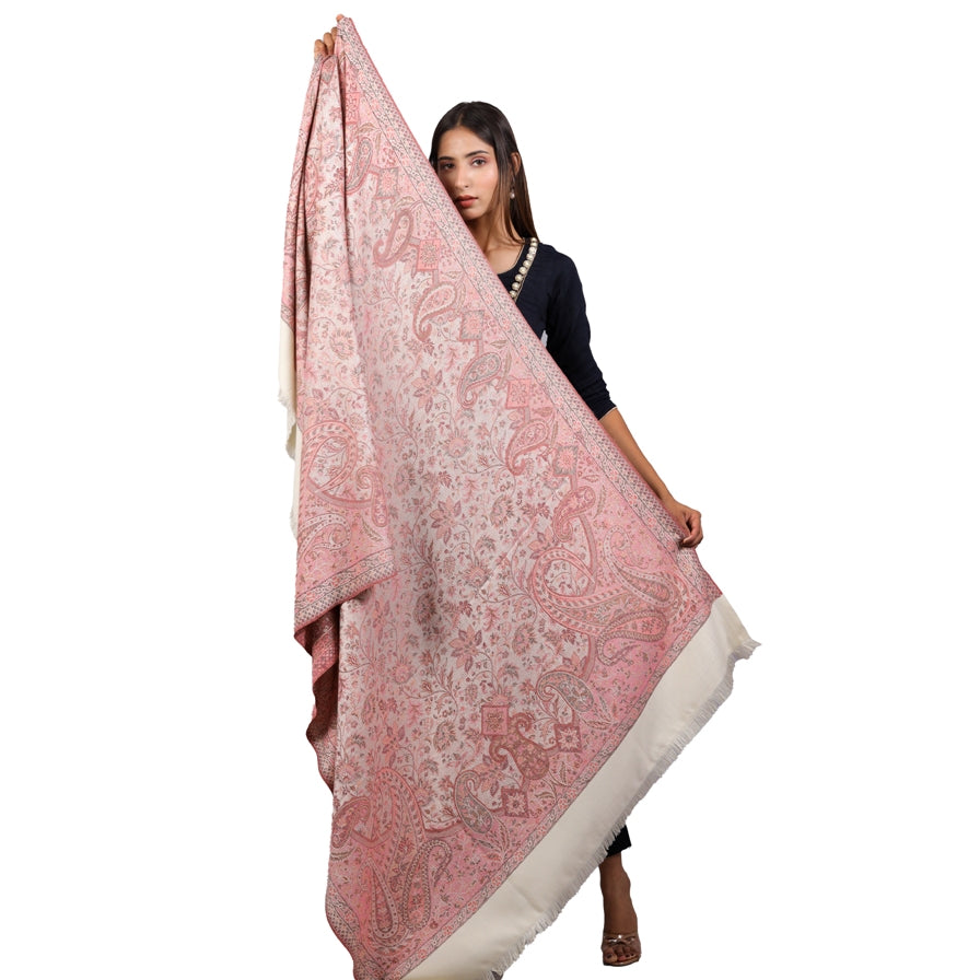 Women's Shawl, Kashmiri Shawl, Jamawar Kani Shawl, Full Jaal Shawl Blended Shawl Light Weight, Shawl For Women - The Amritsar Store