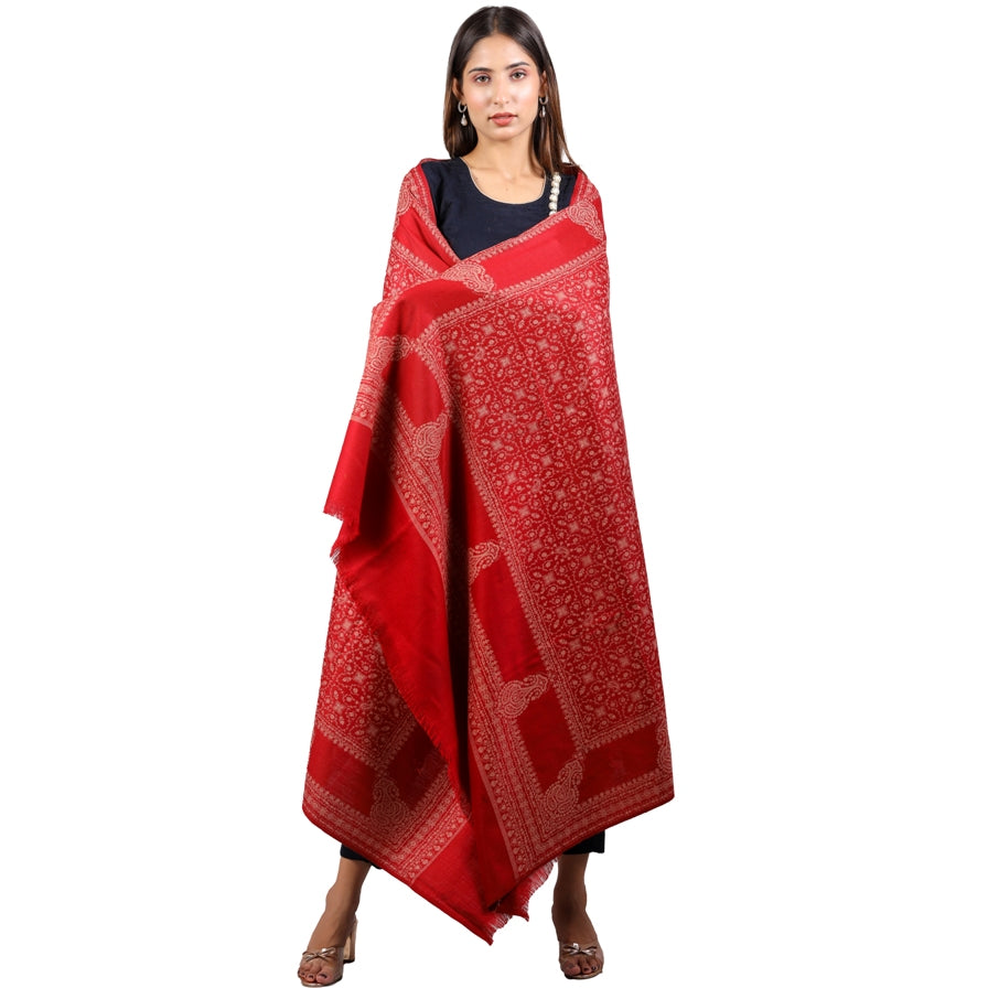 Women's Shawl, Jamawar Kashmiri Shawl, Sozni Weave Shawl, Faux Wool Shawl, Shawl For Women - The Amritsar Store