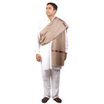 Himalayan Kullu Shawl, Four Side Border, Soft Wool Scarf, Large Wrap, Meditation Shawl, Over Sized Blanket, Light Weight & Warm Shawl.Unisex - The Amritsar Store