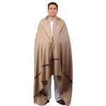 Himalayan Kullu Shawl, Four Side Border, Soft Wool Scarf, Large Wrap, Meditation Shawl, Over Sized Blanket, Light Weight & Warm Shawl.Unisex - The Amritsar Store