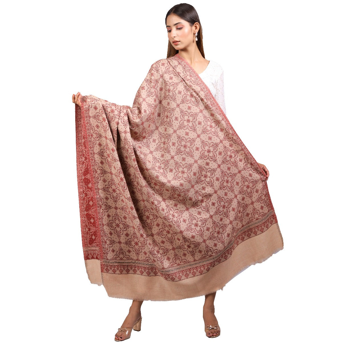 Women's Shawl, Jamawar Kashmiri Shawl, Sozni Weave Shawl, Wool Rich Shawl, Shawl For Women, Light Weight Shawl - The Amritsar Store