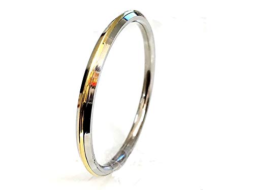 Steel and Brass With Edges Bangle Punjabi Kada For Men & Women 0.1 Inch Slim By The Amritsar Store - The Amritsar Store