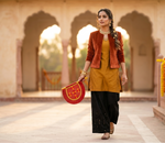 The Amritsar Store Phulkari Traditional Hand Fan in Red with Floral Embroidery