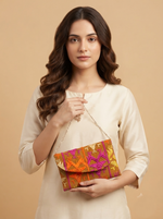 Women’s Multicolor Embroidered Clutch Wallet with Chain Strap |The Amritsar Store