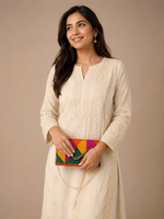 Multicolor Phulkari Embroidered Wallet with Chain for Women |The Amritsar Store