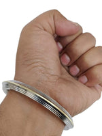 Silver Gold Plated Steel Punjabi Style Sikh Gents Heavy Kada Bangle Made With Stainless Steel For Men, Boys With Curved Edges By The Amritsar Store - The Amritsar Store