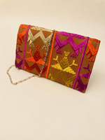 Women’s Multicolor Embroidered Clutch Wallet with Chain Strap |The Amritsar Store