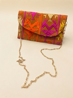 Women’s Multicolor Embroidered Clutch Wallet with Chain Strap |The Amritsar Store