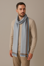 Scarf in Classic Grey Plaidwith Dual-Tone Border,Muffler for men