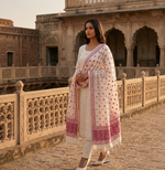 Phulkari Dupatta – Hand Embroidered White & Pink Dupatta for Women | The Amritsar Store