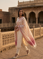 Phulkari Dupatta – Hand Embroidered White & Pink Dupatta for Women | The Amritsar Store