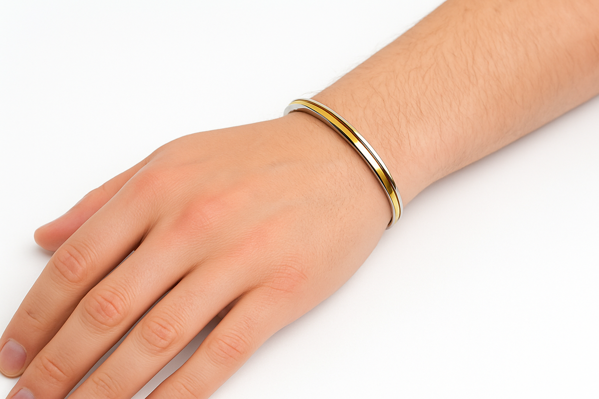 Steel and Brass Curved Edges Sikh Punjabi Kada For Men By The Amritsar Store