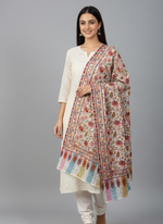 The Amritsar Store Kashmiri Sozni Embroidered Stole – Multicolor with Pastel Paisley Border