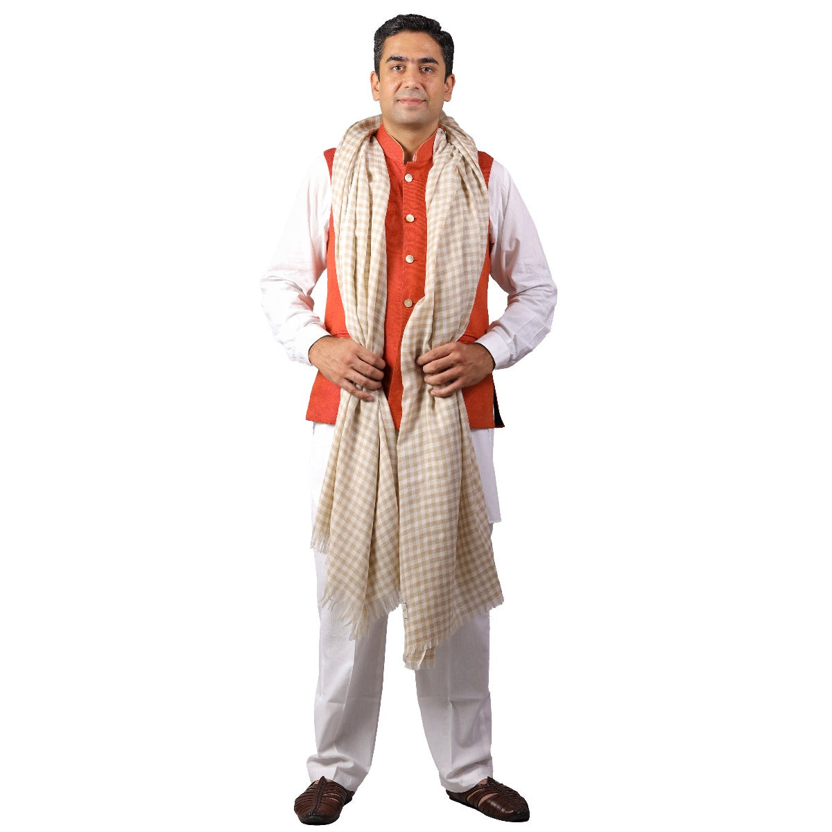 Checkered Subtle Fine Wool Light Weight 102 inches x 55 inches Shawl by Dhariwal Woollen Textile Mills - The Amritsar Store