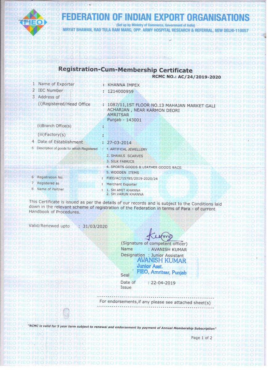 Certificates– The Amritsar Store
