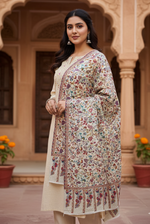 The Amritsar Store ,Elegant Multicolor Floral Kashmiri Shawl – Handcrafted Traditional Design on Soft Base