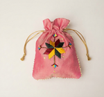 Phulkari Potli– Pink Hand Embroidered Floral Potli | The Amritsar Store