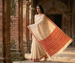 Phulkari Saree – Hand Embroidered Off White Punjabi Saree | The Amritsar Store