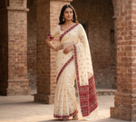 Phulkari Saree – Hand Embroidered White Saree For Women | The Amritsar Store