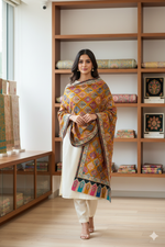 The Amritsar Store Womens Extra Fine Wool Shawl ,Kalamkari Design,Multicolor