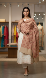 Classic Charm: Beige Pashmina Shawl with Hand Embroidery