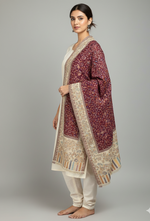 The Amritsar Store Kashmiri Jaal Weave Shawl with Floral Motifs