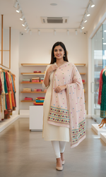 The Amritsar Store Phulkari Hand Embroidered Dupatta in Pink