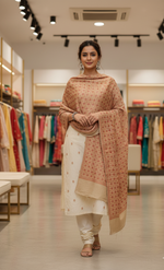 Classic Charm: Beige Pashmina Shawl with Hand Embroidery
