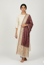 The Amritsar Store Kashmiri Jaal Weave Shawl with Floral Motifs