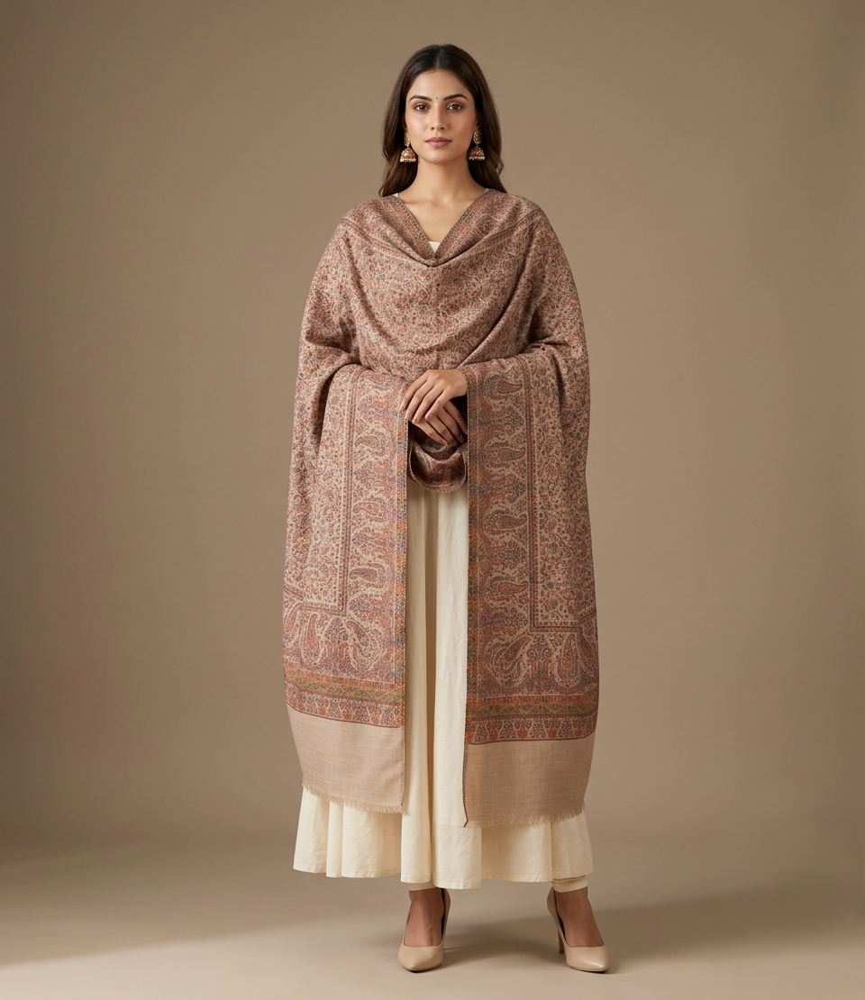 The Amritsar Store Jaal Weave Shawl, Intricate Paisley, Shawl For Women