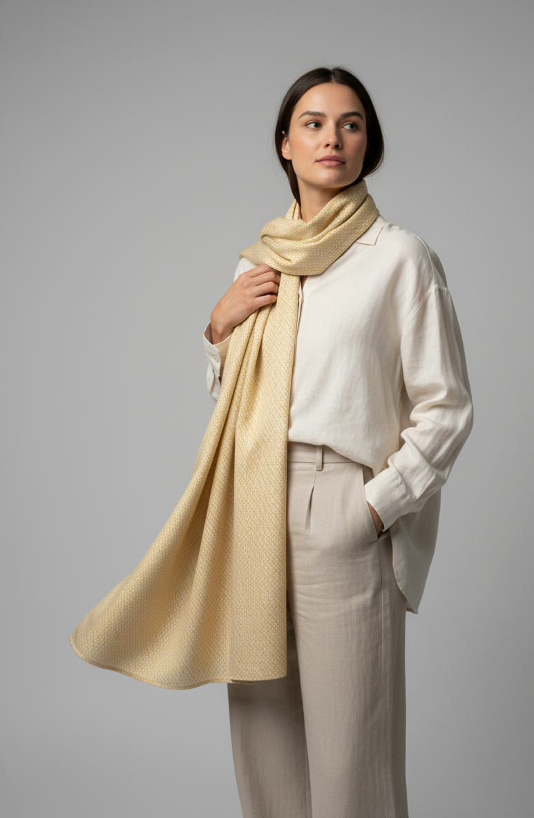 Golden Yellow Textured Scarf – Soft & Elegant Wrap