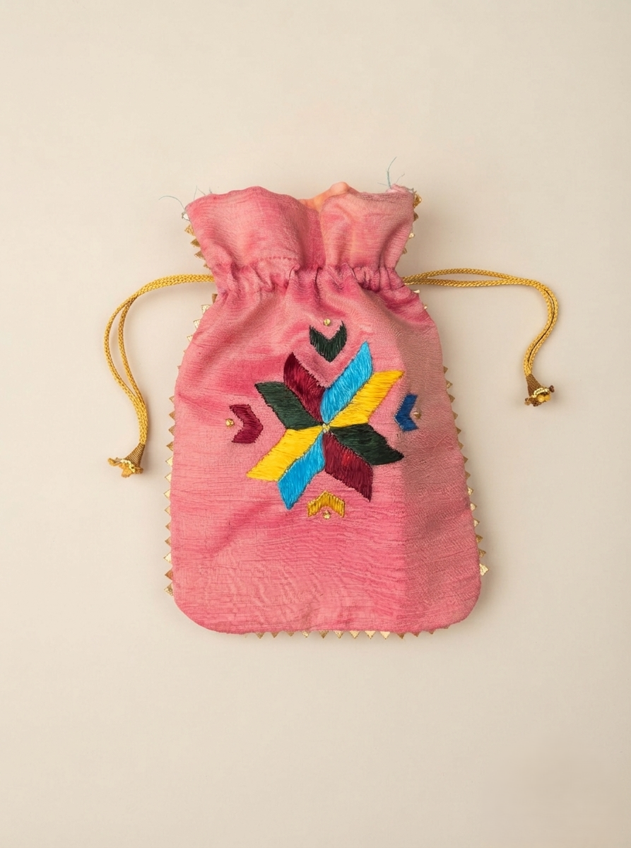 Phulkari Potli – Hand Embroidered Punjabi Potli Bag | The Amritsar Store