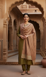 Classic Charm: Beige Pashmina Shawl with Hand Embroidery