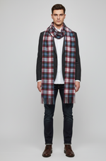 Blueand Red Checkered Scarf – Soft Winter Wrap