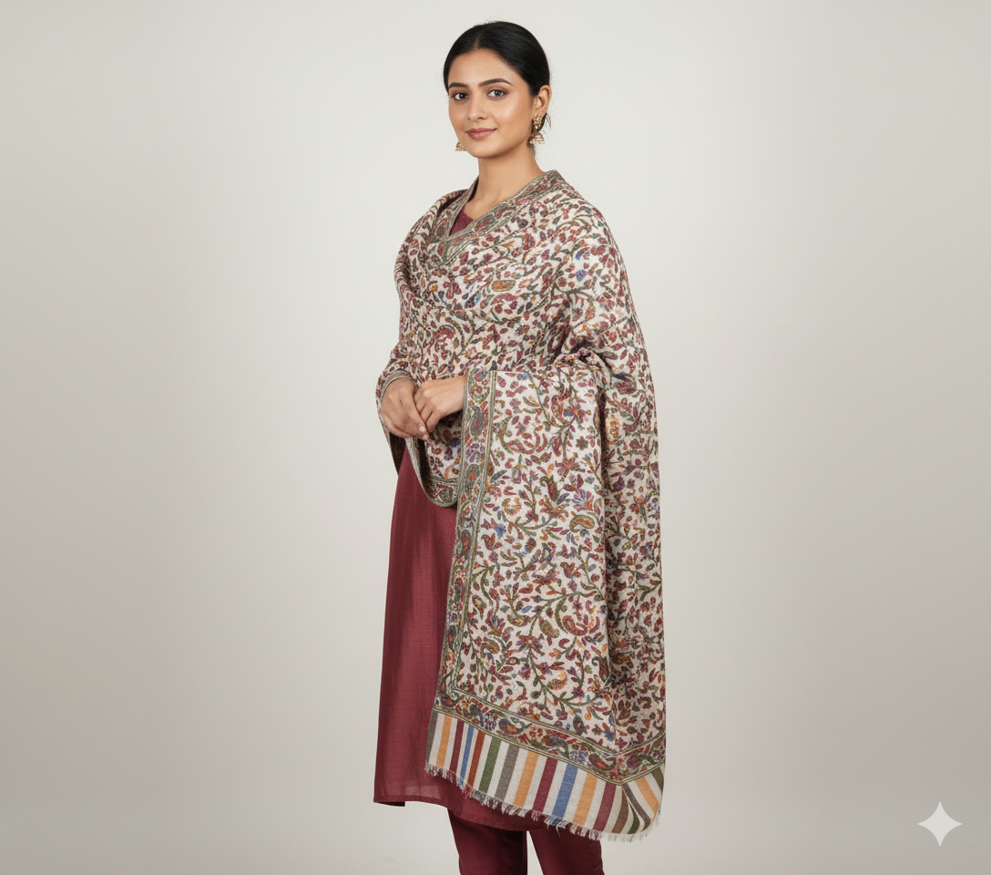 The Amritsar Store Womens Elegant Multicolor Floral Paisley Shawl