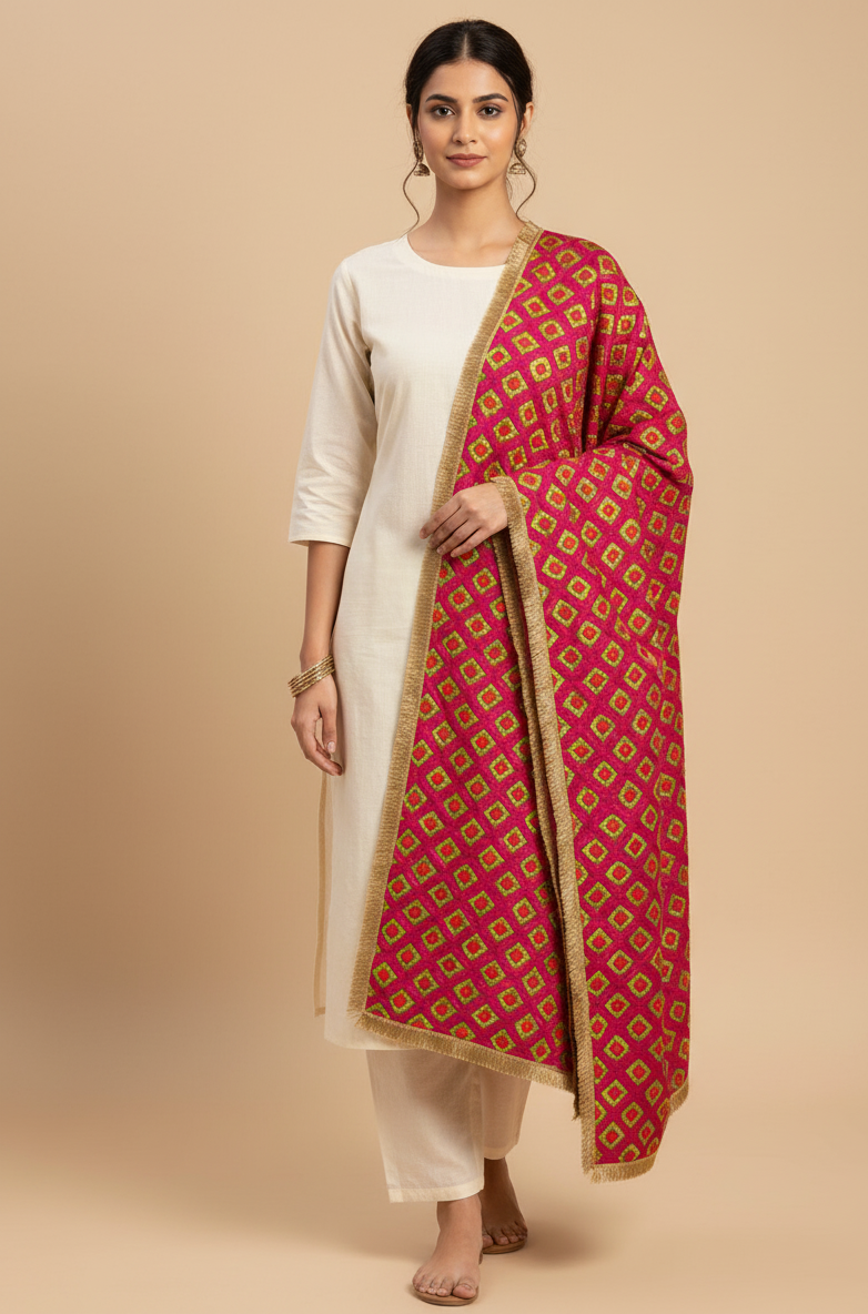 The Amritsar store Phulkari Dupatta with Hand Embroidery