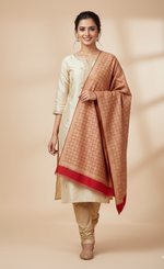 The Amritsar Store Women's Shawl Full Heavy Embroidery Jaal-Red Color